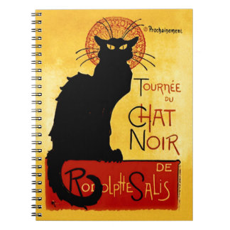 Svart katt Vintage Tournée du Prata Noir, Anteckningsbok Med Spiral