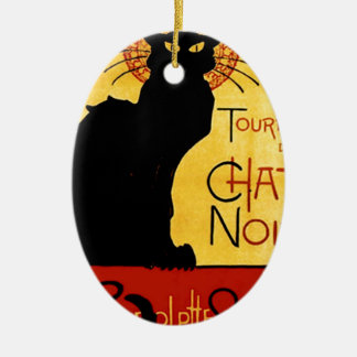 Svart katt Vintage Tournée du Prata Noir, Julgransprydnad Keramik