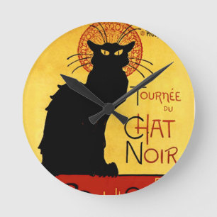 Svart katt Vintage Tournée du Prata Noir, Rund Klocka