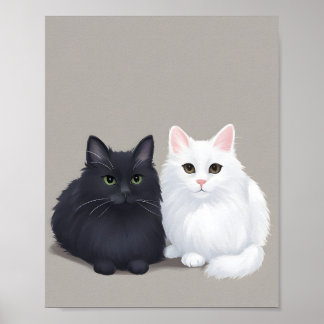 svart katt vit katt poster