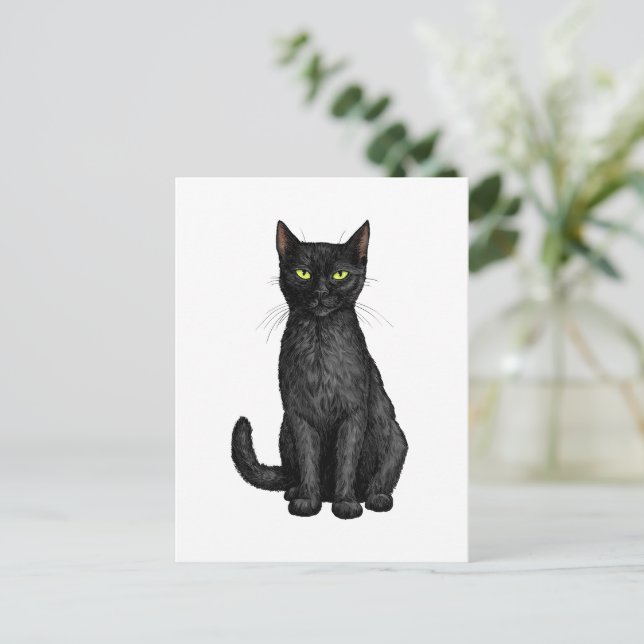 Svart katt vykort (Stående Fram)