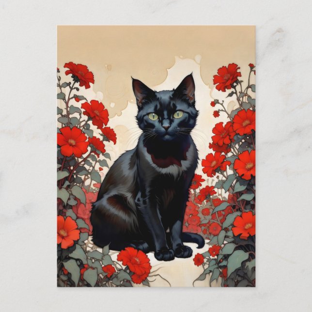 svart katt vykort (Framsida)