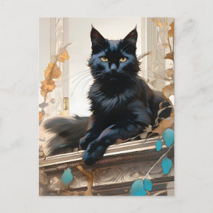 Svart katt  vykort
