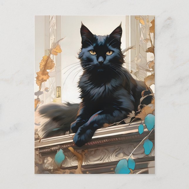Svart katt  vykort (Framsida)