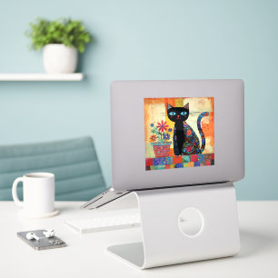 Svart Katt Whimsical Konst Klistermärken