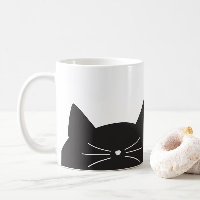 Svart katt, Whiskers och svan Kaffemugg (Med munk)