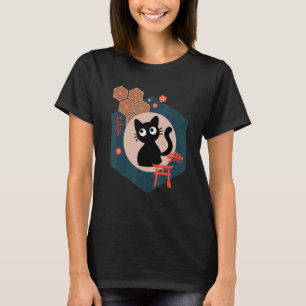 Svart kattälskare japansk kattunge tokyo otaku-liv t shirt