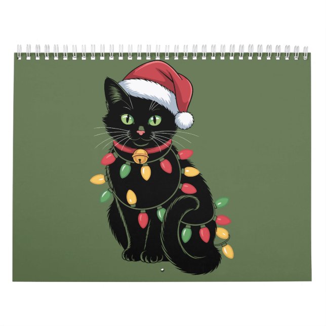 Svart kattälskare jul kattunge present katt mamma  kalender (Omslag)
