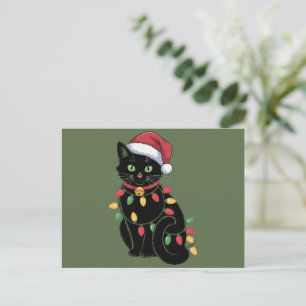 Svart kattälskare jul kattunge present kattmamma X Helg Vykort