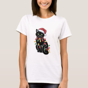 Svart kattälskare jul kattunge present kattmamma X T Shirt