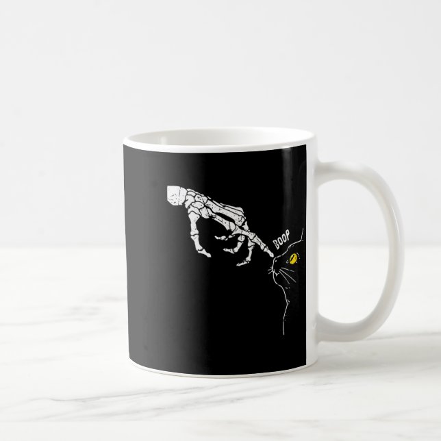 Svart kattälskare skelett hand boop rolig Hallowee Kaffemugg (Höger)