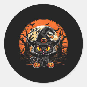 Svart kattälskare - Svart katt Halloween kuslig sp Runt Klistermärke