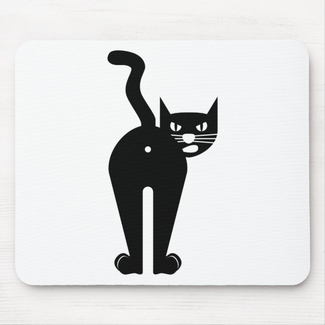 Svart kattändahål musmatta (Framsidan)