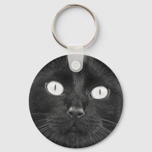 Svart kattansikte nyckelring