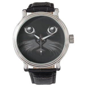 Svart kattansikteögon armbandsur