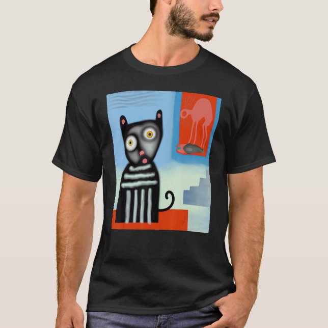 Svart kattart, porträtt söt kattkatt t shirt (Framsida)