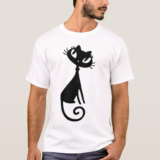 Svart kattBabeedun BOR T-tröja T-shirt (Framsida)