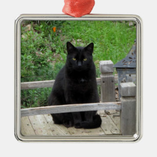 Svart kattbrygga julgransprydnad metall