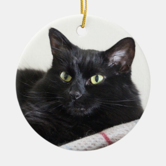 Svart kattdekoration julgransprydnad keramik (Framsidan)