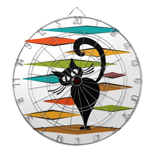 Svart kattdesign i mitten darttavla (Framsidan)