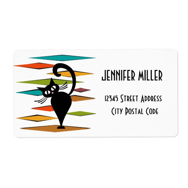 Svart kattdesign i mitten fraktsedel (Framsidan)