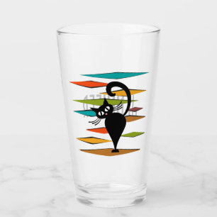 Svart kattdesign i mitten glaskopp