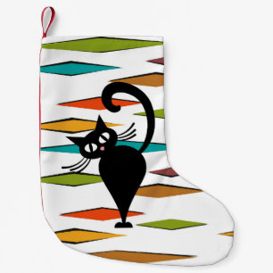 Svart kattdesign i mitten liten julstrumpa