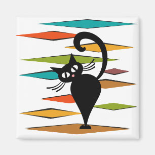 Svart kattdesign i mitten magnet
