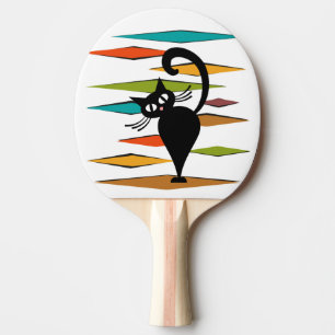 Svart kattdesign i mitten pingisracket
