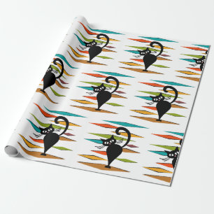 Svart kattdesign i mitten presentpapper