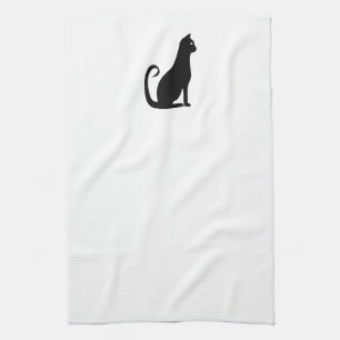 Svart kattdesign kökshandduk