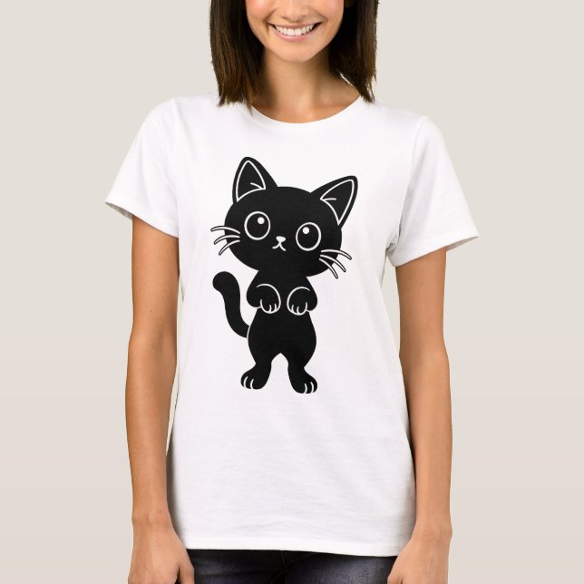 Svart katten  t shirt (Framsida)