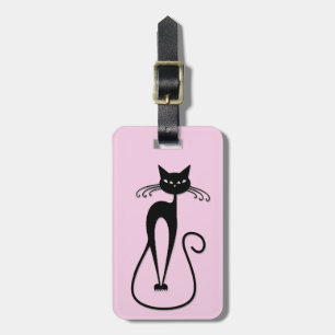 Svart kattens Rosa med vit Smala Bagagebricka