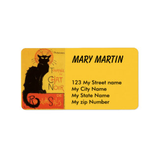 Svart kattetikett. adressetikett