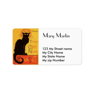 Svart kattetikett. adressetikett