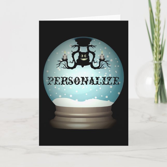 Svart kattfallare höstglob snö kort (Framsida)