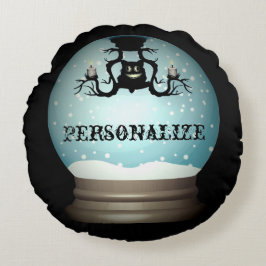 Svart kattfallare höstglob snö rund kudde