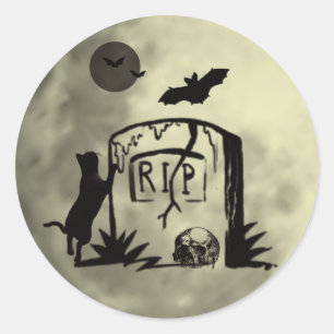 Svart kattfästdon för leksaker runt klistermärke