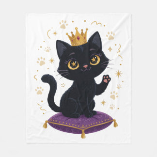 Svart Kattfilt Royal Queen Söt Katt Älskare Presen Fleecefilt