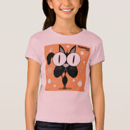 Svart kattflicka T-tröja för Bella inpassad T-shirt