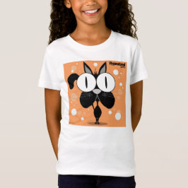 Svart kattflicka T-tröja för Bella inpassad T-shirt