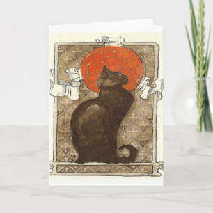 svart kattfranskvintage kort