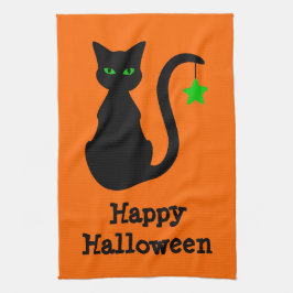 Svart kattHalloween kökshandduk