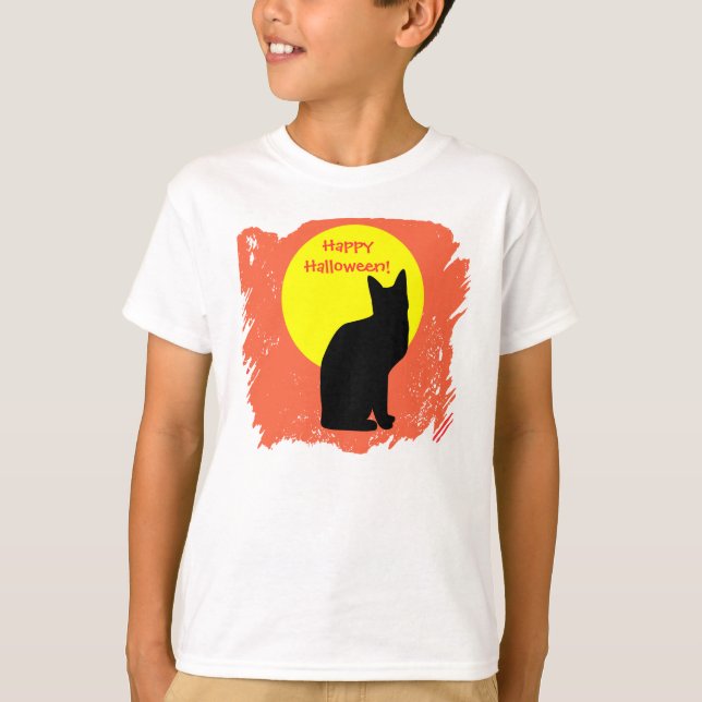 Svart kattHalloween skjorta Tee (Framsida)