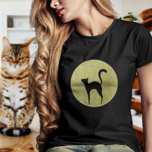 Svart katthylletsilhuett med Elegant och Måne mini Tee Shirt