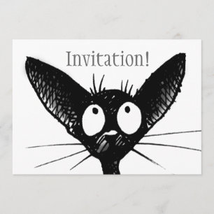 Svart kattinbjudan inbjudningar