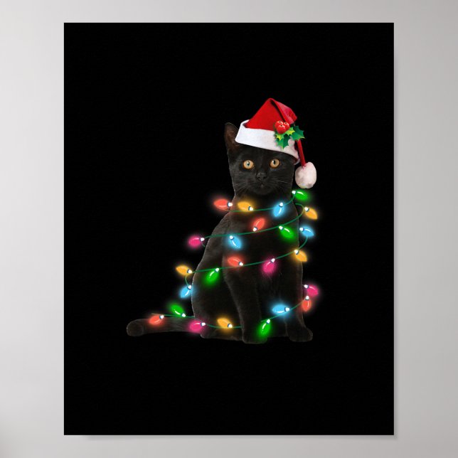 Svart kattjristmas, lätt rolig kattlover poster (Framsidan)