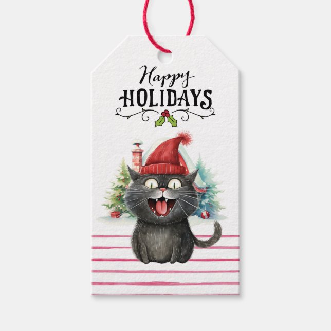 Svart kattjul för Cat Lovers Presentetikett (Framsidan)