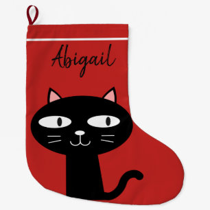 SVART KATTJULSTRUMPA, GULLIGT PERSONLIGT STOR JULSTRUMPA