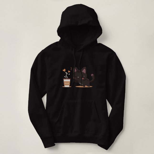 Svart kattkaffe ( avkoffein ) t shirt (Design framsida)